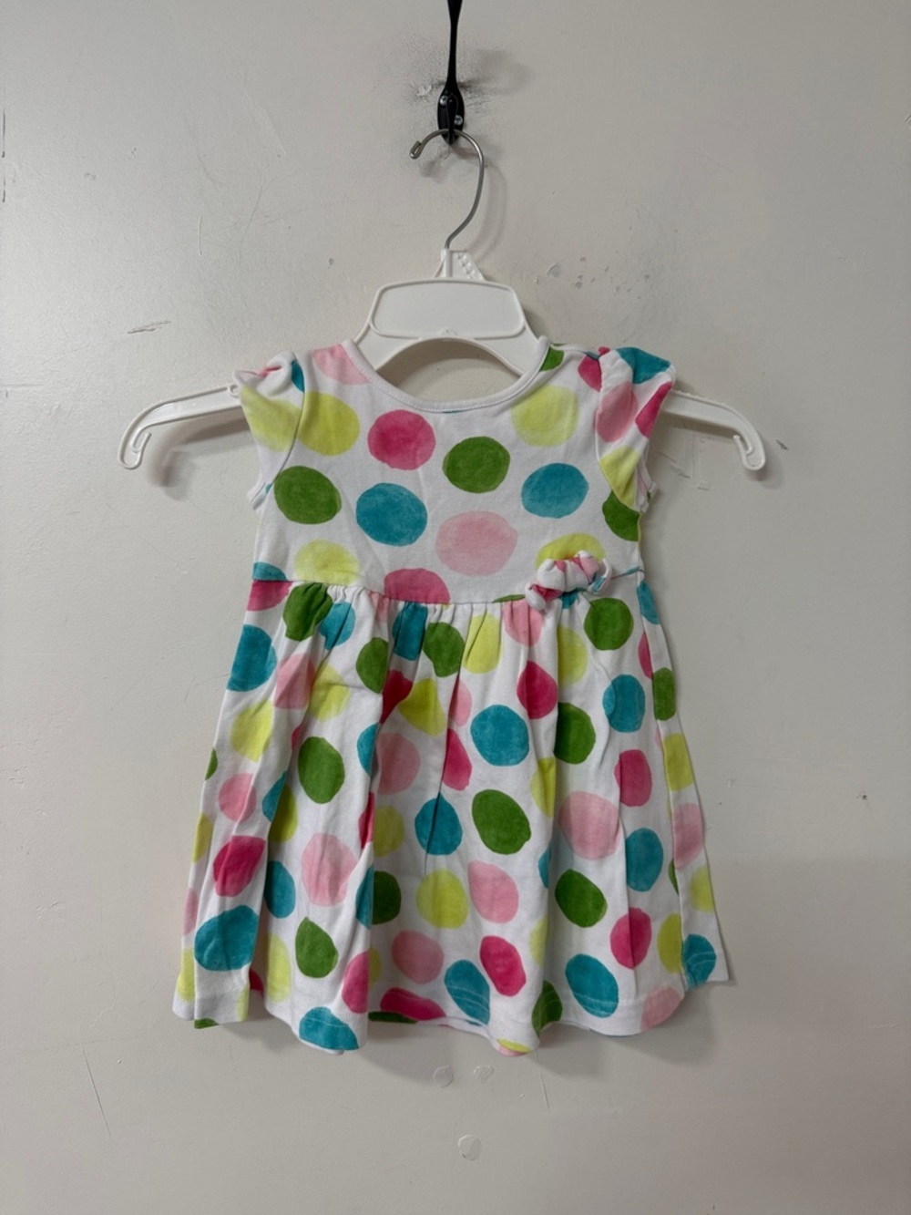 Gymboree White Dress with Pink, Green & Blue Polka Dots